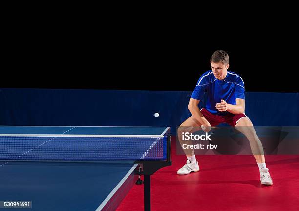 Table Tennis Player Isolated Stock Photo - Download Image Now - Activity, Adult, Adults Only