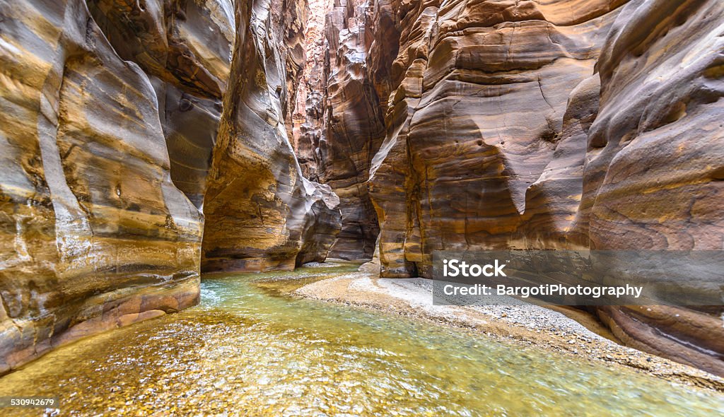 Grand Canyon of Jordan,Wadi al mujib Natural Reserve The Mujib Reserve of Wadi Mujib is the lowest nature reserve in the world, located in the mountainous landscape to the east of the Dead Sea Wadi Mujib Stock Photo