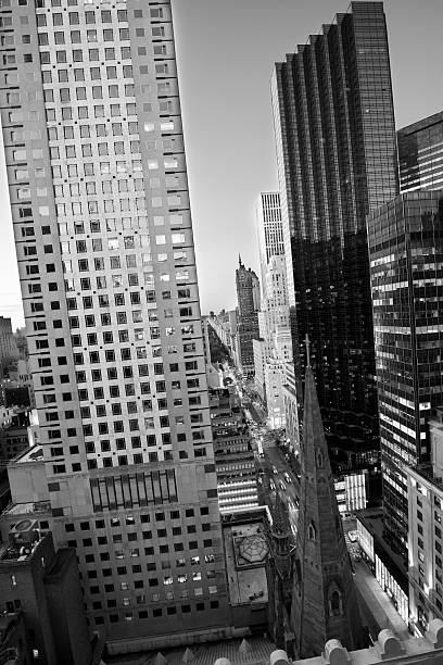istock 5th Avenue, NYC. Aerial View. Black And White. 530945724