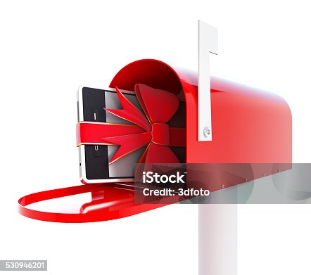 istock mailbox gift phone 3d Illustrations on a white background 530946201
