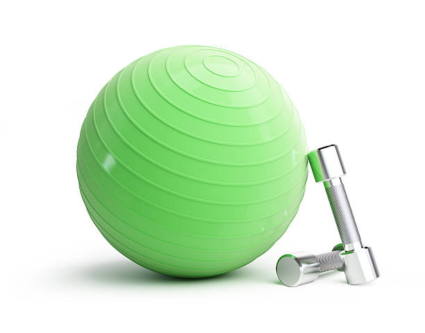 istock fitness green ball chrome weights on a white background 530946233