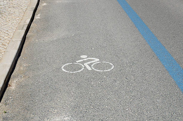 istock Cycle lane markings on a road 530947196
