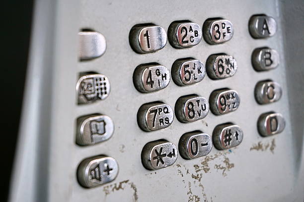 istock Metal telephone dial in the public phone booth 530947508