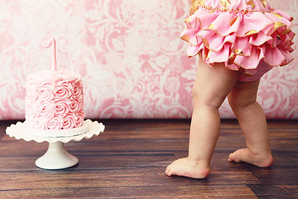 istock Baby Girl and Birthday Cake 530948754