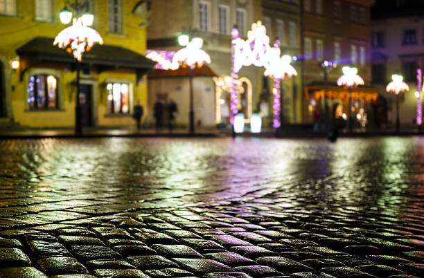 istock Wet pavement and festively bedecked in Warsaw 530949843