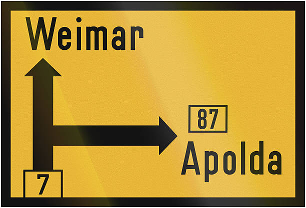 istock Direction Sign To Weimar And Apolda 1956 530950291