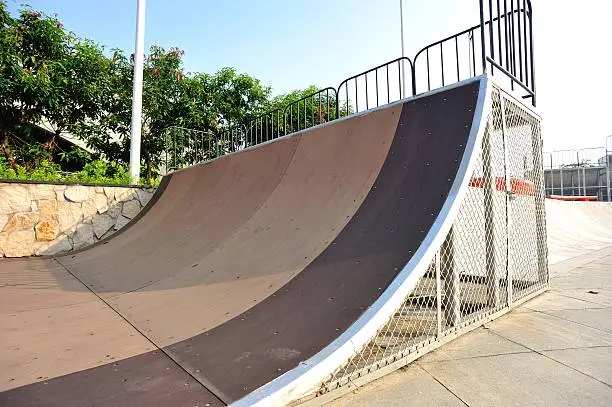 Photo of skatepark half pipe