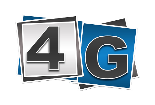 Letters 4G in two blue and grey color squares.