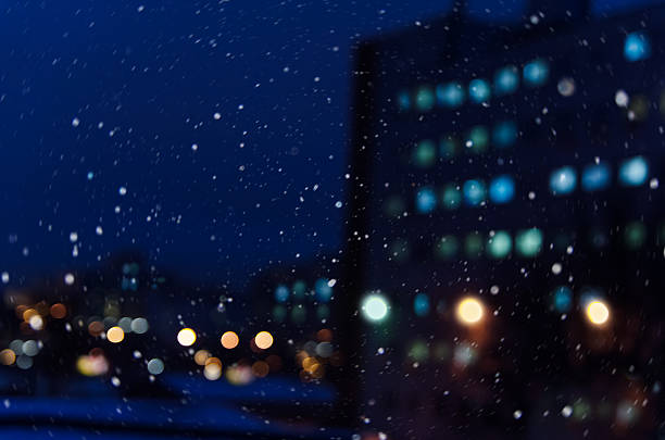 istock Winter night street, blurred bokeh background 530957889