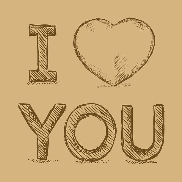 Vector Sketch Illustration I Love You Stock Illustration