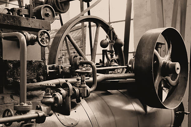 old steam engine old steam engine in the Technik Museum in Magdeburg industrial revolution stock pictures, royalty-free photos & images