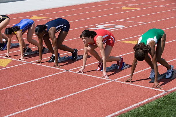 istock Female athletes in starting blocks 530961531