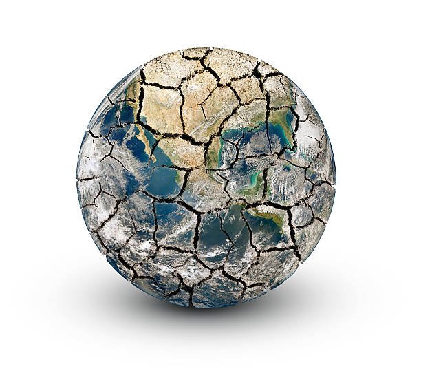 istock Cracked earth planet isolated on a white background. 530962039