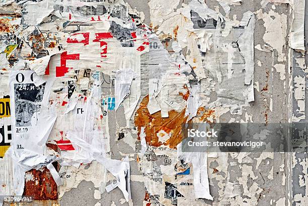 Torn Poster Wall Texture Stock Photo - Download Image Now - Wall - Building Feature, Poster, Torn