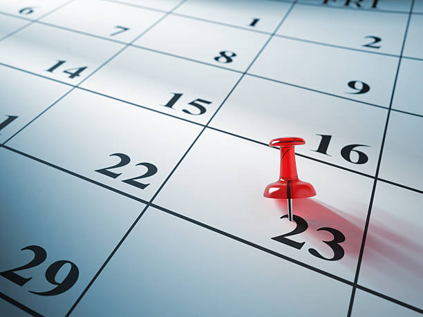 istock Red pin on calendar 530975099