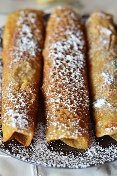 istock Crepes With Strawberry Jam On The Brown Plate. Pancakes. 530975195