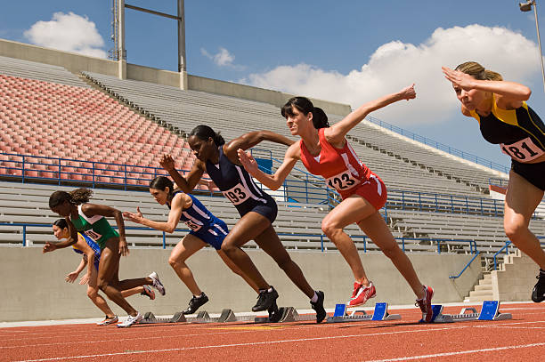 istock Group of female track athletes 530980101