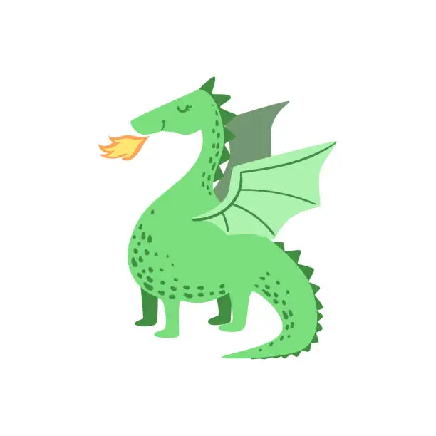 Vector illustration of Fairytale Dragon Drawing