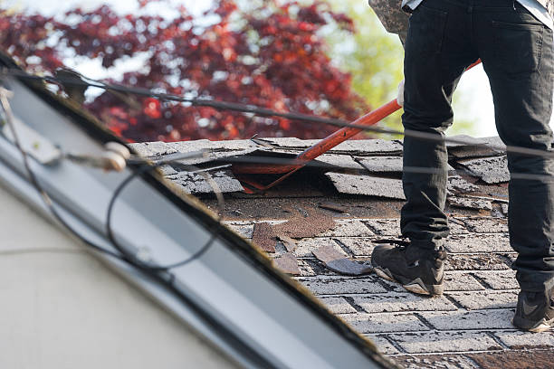 istock Old asphalt roof shingles being removed for replacemnt 530984592