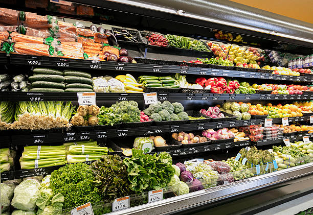 Grocery Store Produce Department Produce section in grocery store produce section stock pictures, royalty-free photos & images