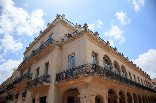 La Habana, Cuba - July, 3, 2015:  Cuban buildings in old havana like this are restored by the government