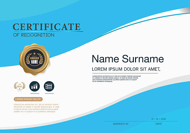 illustrazioni stock, clip art, cartoni animati e icone di tendenza di certificato di riconoscimento telaio modello di progettazione - gift certificate certificate guilloche ticket