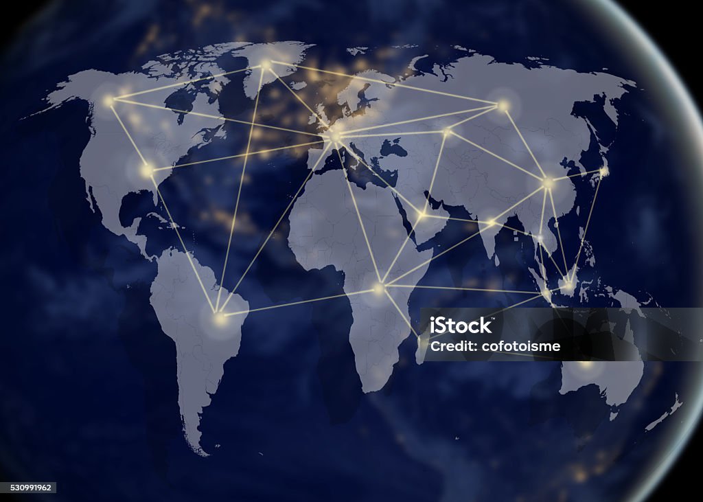 Carte du monde et réseau et le concept de réseau - Photo de Globe terrestre libre de droits