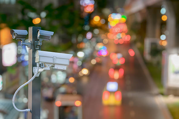istock cctv camera surveillance driving operating on at night road to 530992404