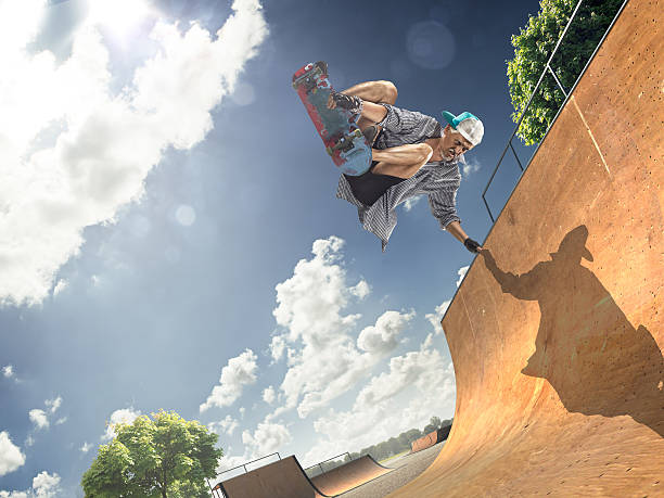 istock The old man is skating on skateboard 530994191