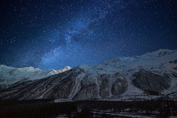 istock Starry sky with the Milky Way over the mountains. 530994698
