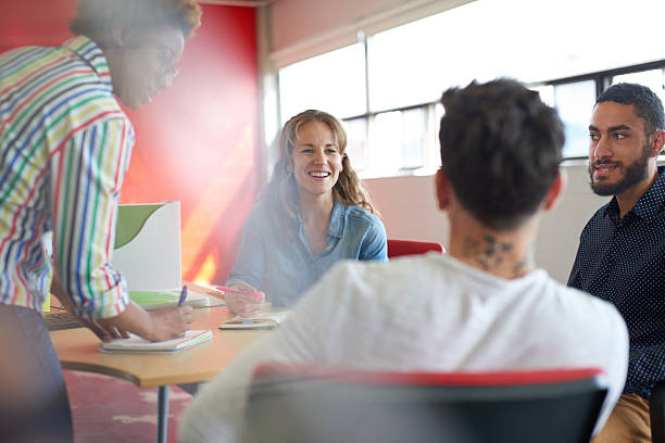istock Unposed group of creative business people in an open concept 530995566