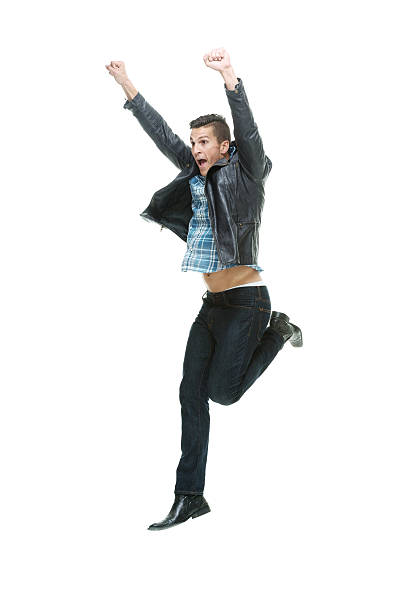 istock Cheerful male jumping and cheering 530995606