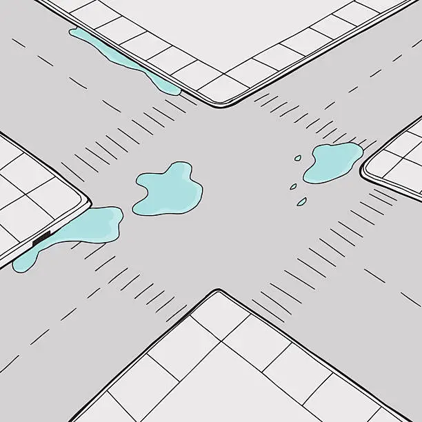 Vector illustration of Water on Street