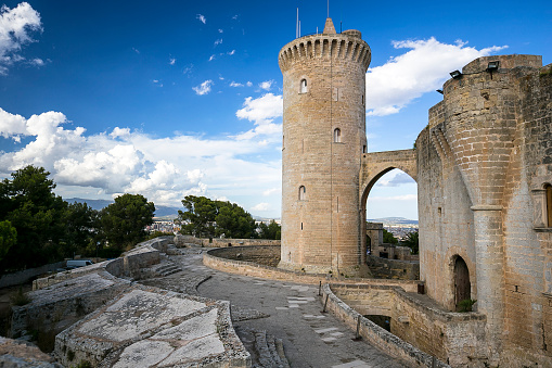 Palma de Mallorca, Spain - August 14, 2015: Bellver Castle fortress in Palma de Mallorca. Landmarks of Palma de Mallorca.
