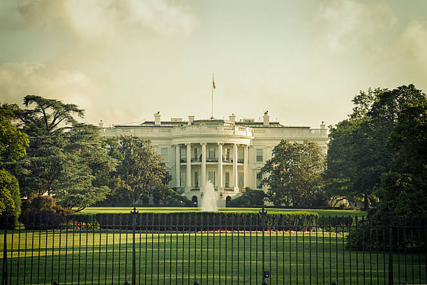 The White House in Washington DC with vintage processing The White House in Washington DC on a spring day with vintage processing washington dc photos stock pictures, royalty-free photos & images