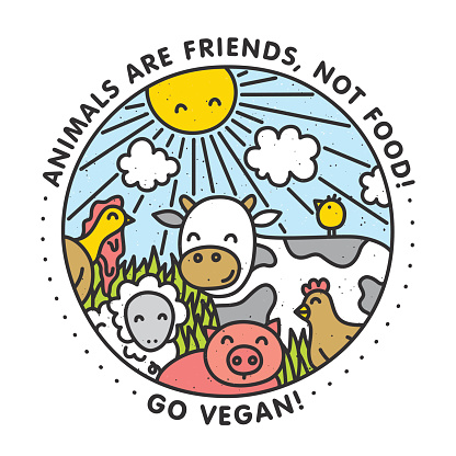 Animals Are Friends Not Food Go Vegan Isolated Vector Illustration Stock  Illustration - Download Image Now - iStock
