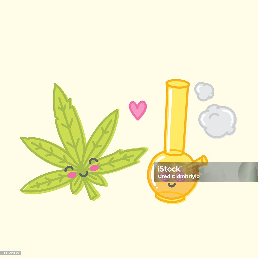 Kawaii weed love bong vector illustration Cartoon kawaii weed love bong vector illustration Bong stock vector