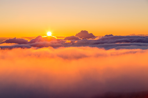 Mount Haleakala Crater where tourists watch the sunrise over Maui. 