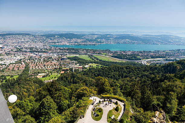 vista da área da baía de zurique - sechseläuten - fotografias e filmes do acervo