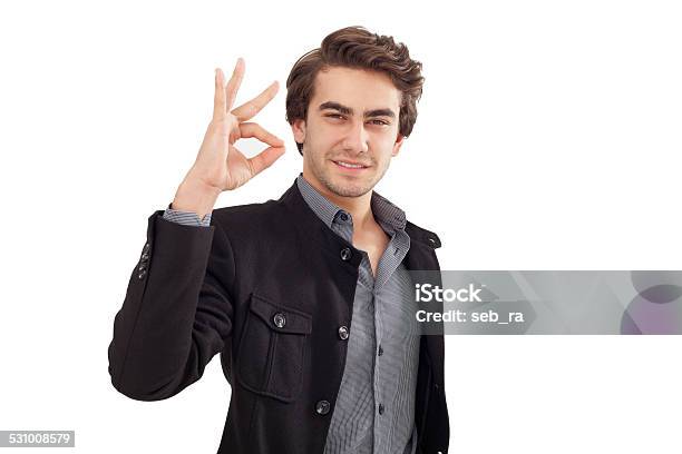 Portrait Of Happy Smiling Businessman With Okay Gesture Stock Photo - Download Image Now