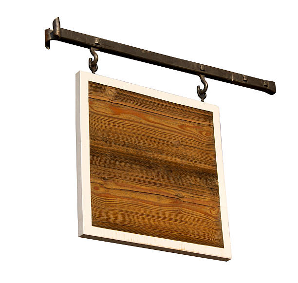 istock Old wooden hanging message board 531008782