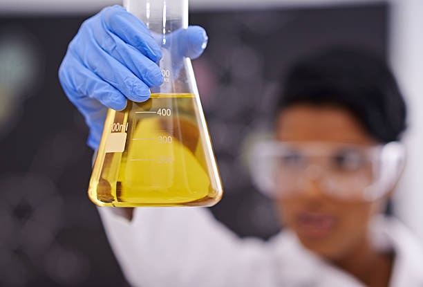 Close-up of a scientific experiment on a laboratory