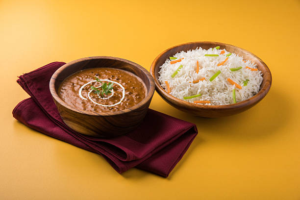 dal makhani/daal makhani/dal makhni z o ryżu basmati - asia asian culture basmati rice bowl zdjęcia i obrazy z banku zdjęć