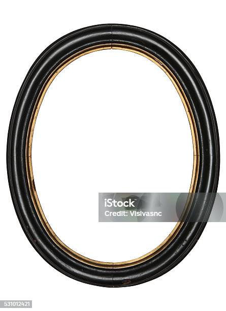 Old Oval Picture Frame Wooden Isolated White Background Stock Photo - Download Image Now