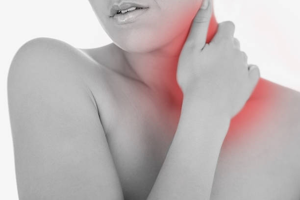 istock Topless woman massaging neck 531013417