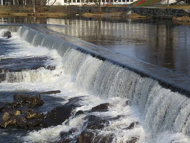 Stretch of white water in the river that runs through the Norwegian town of Kongsberg.
