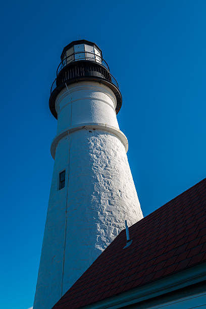 portland head light - lighthouse maine portland maine scenics stock-fotos und bilder