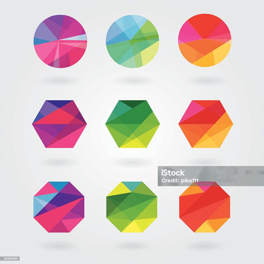 トレンディーなデザインの要素がモダンな抽象的な幾何学的な作品、多角形の三角形 - 八角形のロイヤリティフリーベクトルアート