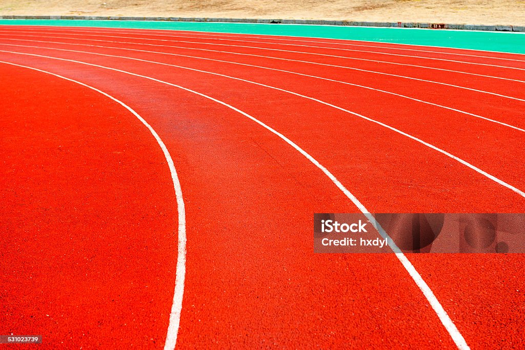 Red plastic runway Schoolyard Stock Photo