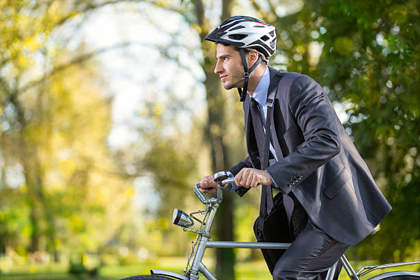 istock Business man on a bike 531025425